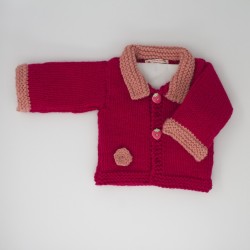 Veste en laine rose et saumon