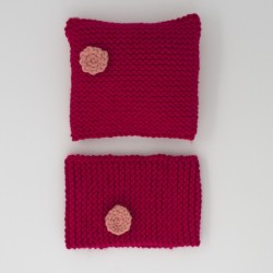 Bonnet et snood rose-saumon