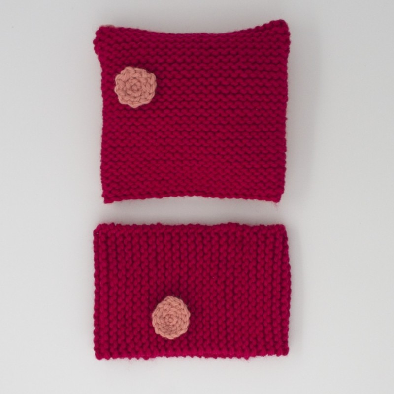 Bonnet et snood rose-saumon