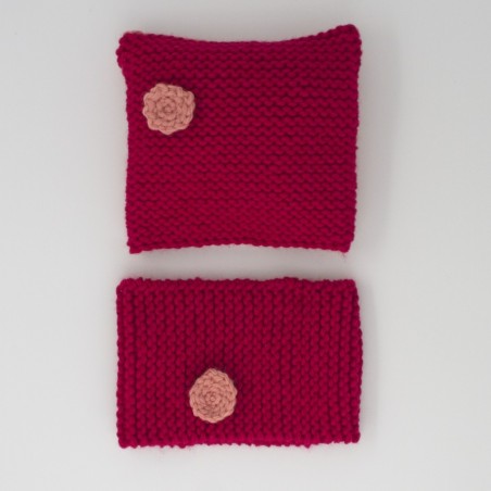Bonnet et snood rose-saumon