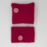 Bonnet et snood rose-saumon