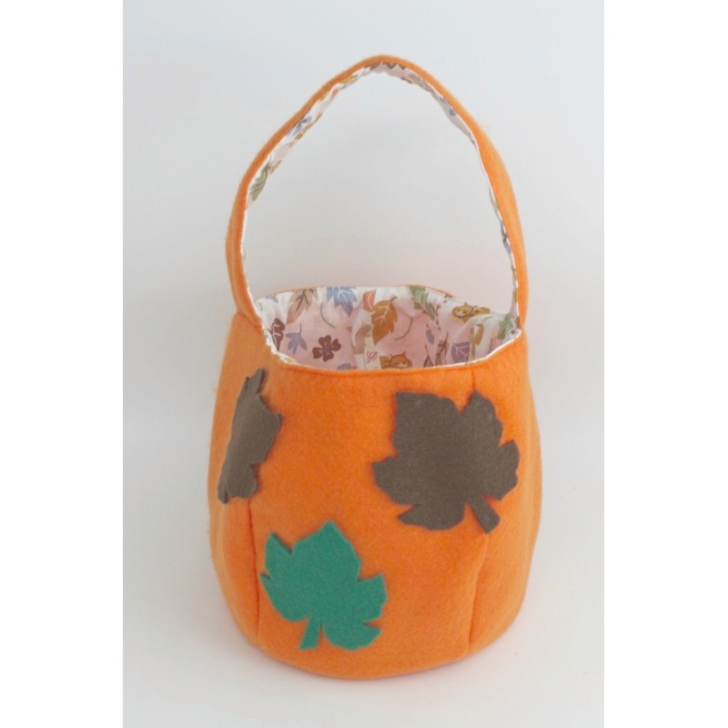 Panier Halloween - grand modèle citrouille orange intérieur claire