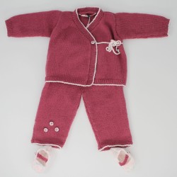 Kopie von Bonnet et snood rose-saumon