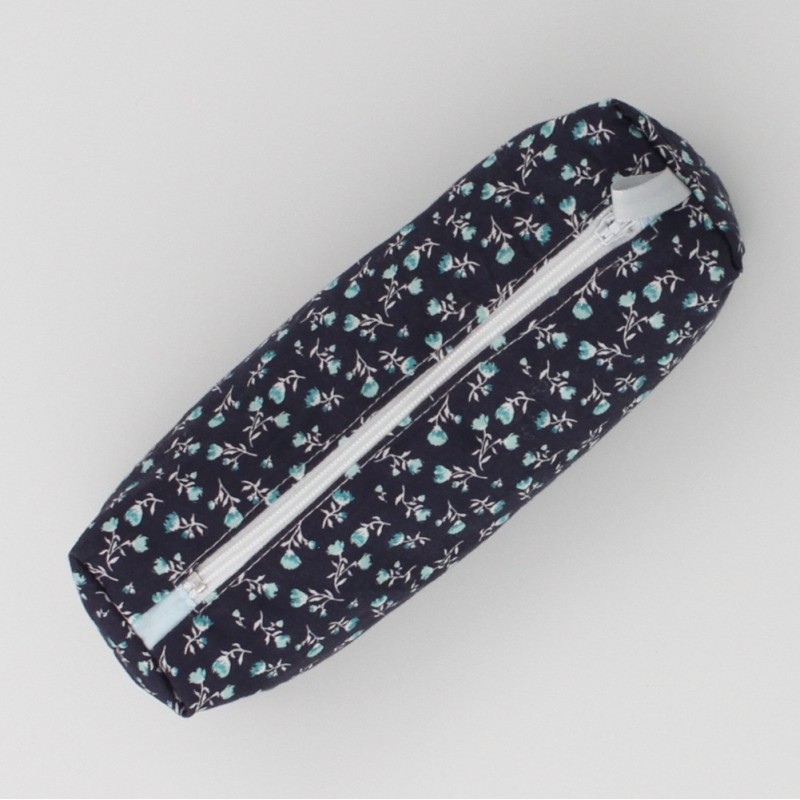 Trousse d'écolier bleue motif floral