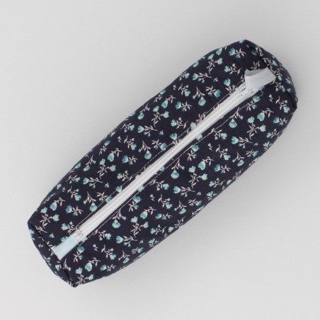 Trousse d'écolier bleue motif floral