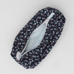 Trousse d'écolier bleue motif floral