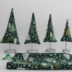 Forêt de sapins - Imprimé sapins verts avec des pieds argentés